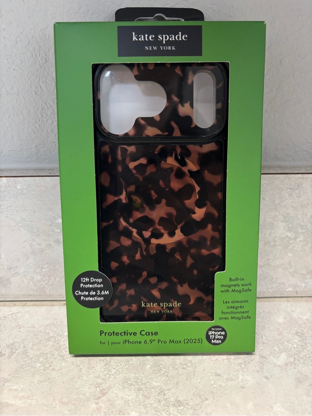Kate Spade New York iPhone 17 Pro Max Case Tortoiseshell MagSafe 12ft Drop New